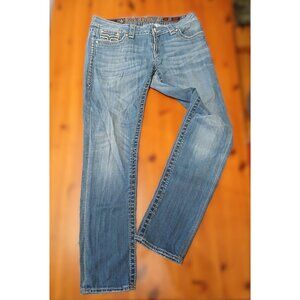 Rock Revival Jeans Mid Medium Wash Faded Distressed Celine Skinny Size 31